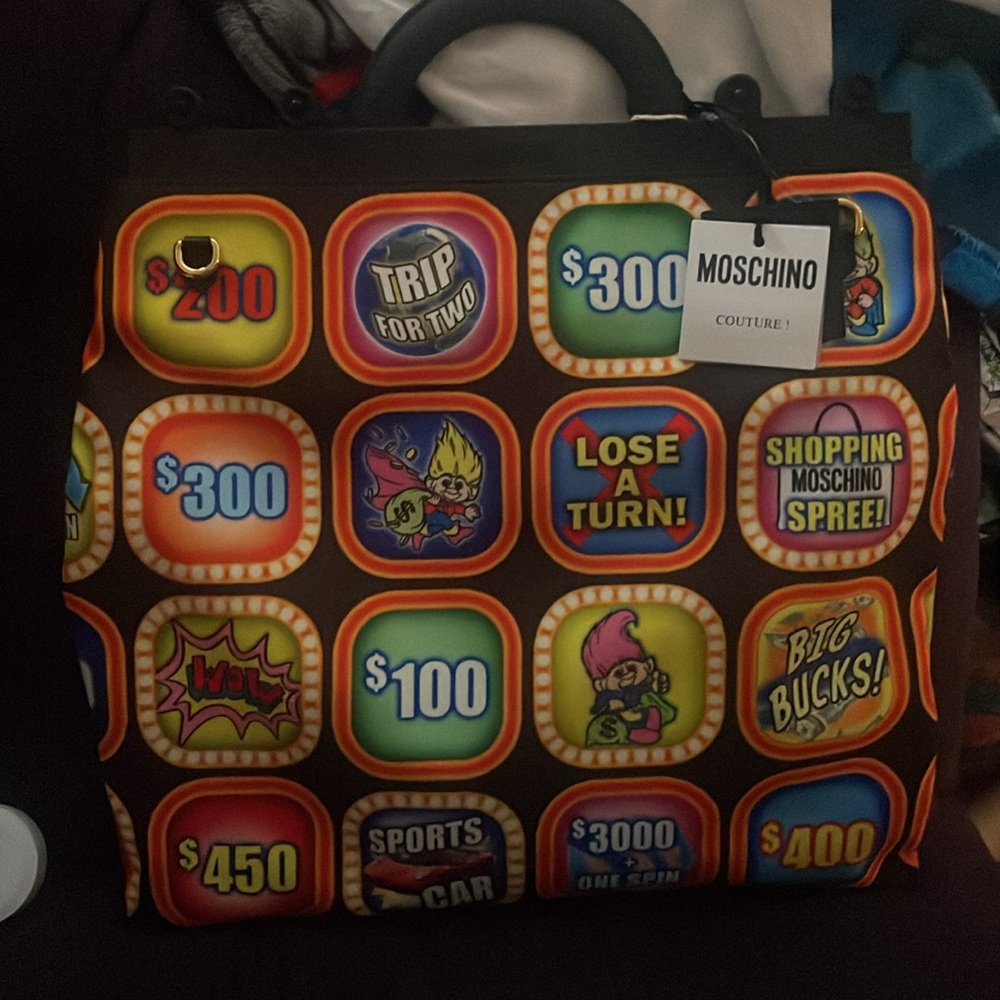 Moschino Black Shoulder Bag with Colorful Patchwork Design $1550 Retail ♥️ - Picture 4 of 6